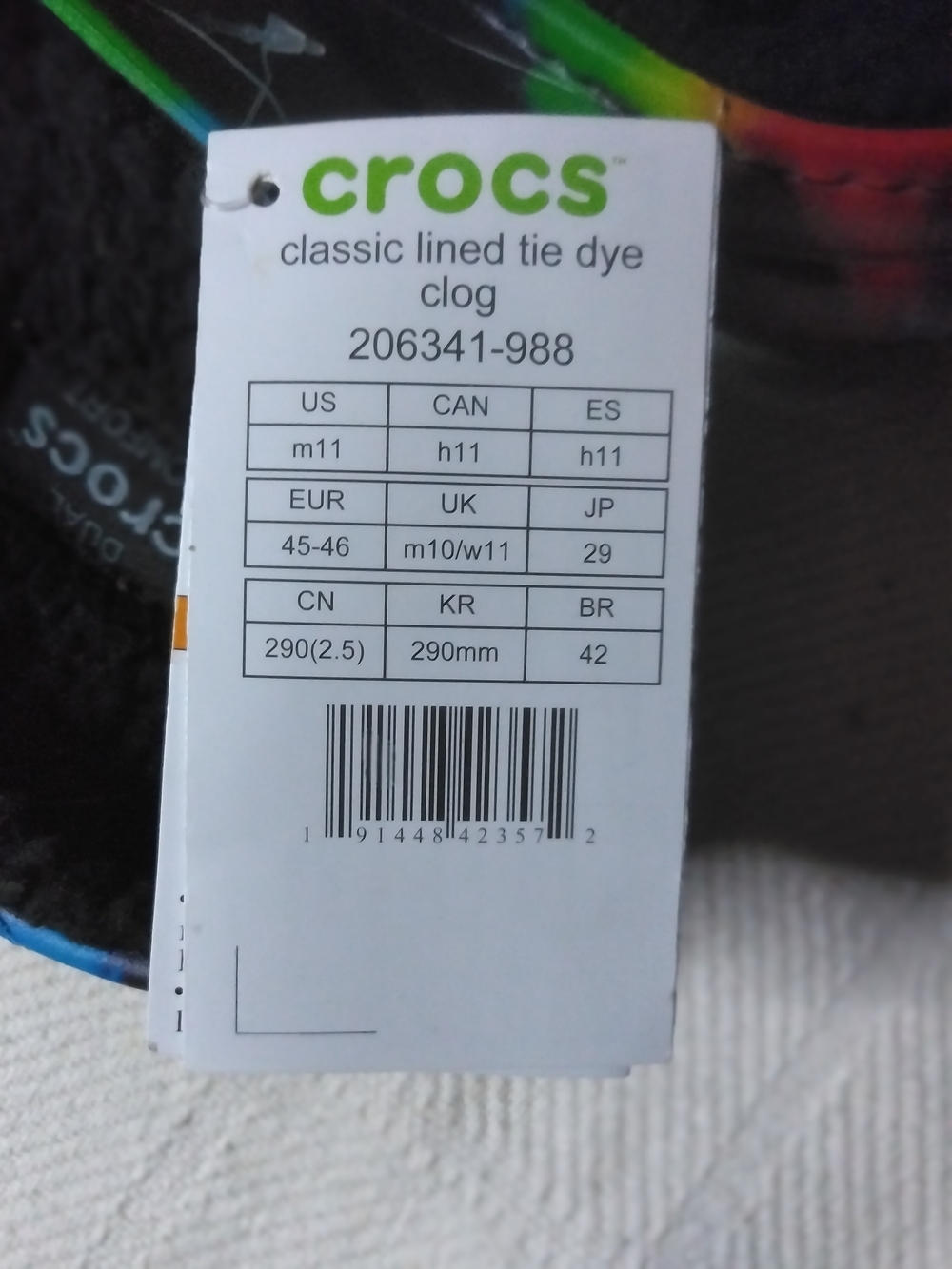 CROCS Mens Tie-Dye Fuzzy Clogs - Multi - Picture 3 of 7